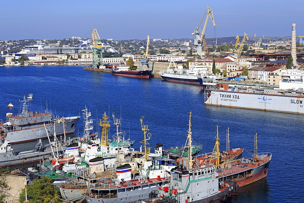 Black Sea Fleet in South Harbour, Sevastopol, Crimea, Ukraine, Europe