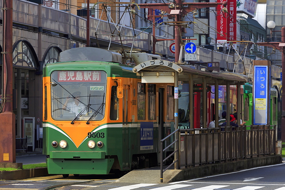 Tram, Izuro Street, Kagoshima City, Kyushu Island, Japan, Asia