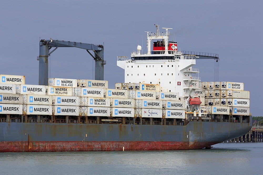 Container ship, Portsmouth, Hampshire, England, United Kingdom, Europe