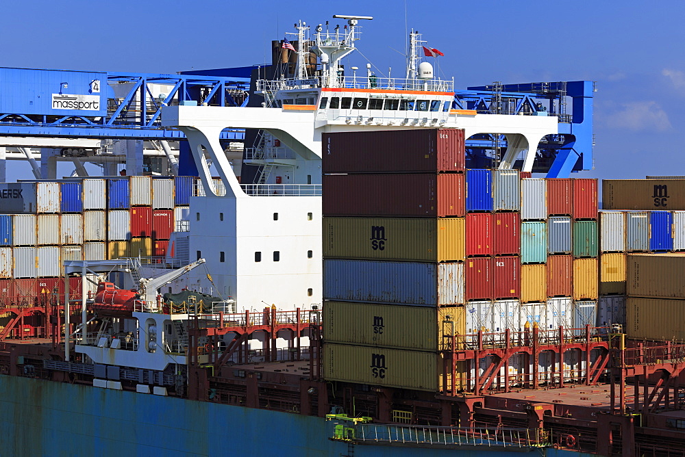 Container ship, Boston, Massachusettes, New England, United States of America, North America