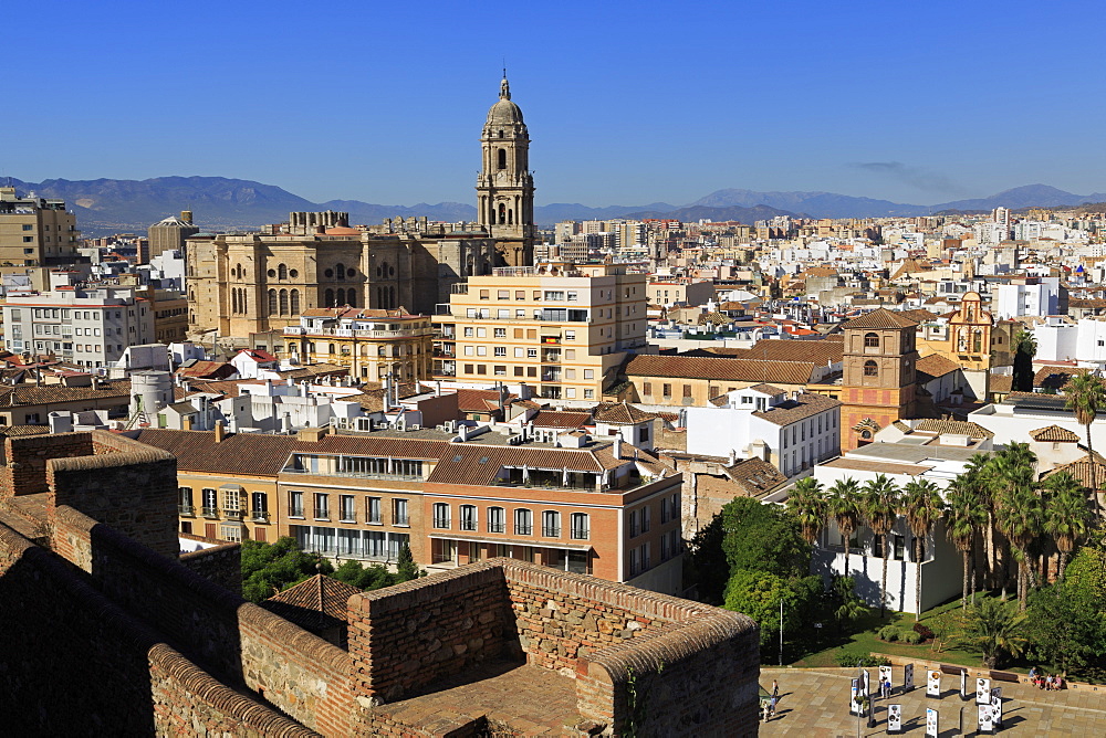 View from Alcazaba Palace, Malaga, Andalusia, Spain, Europe