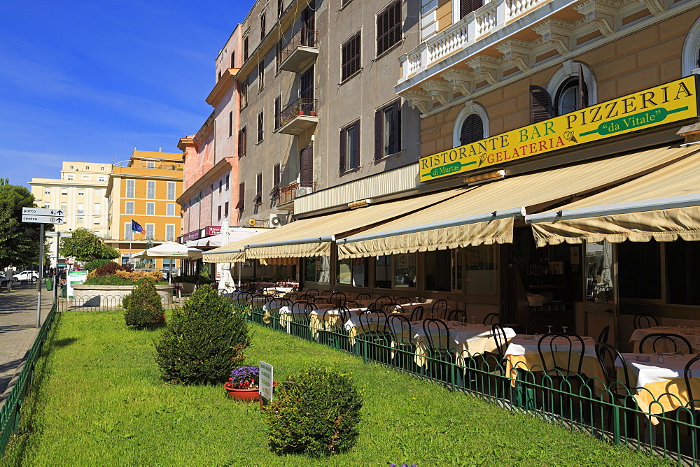 Restaurants on Garibaldi Street, Civitavecchia Port, Lazio, Italy, Europe