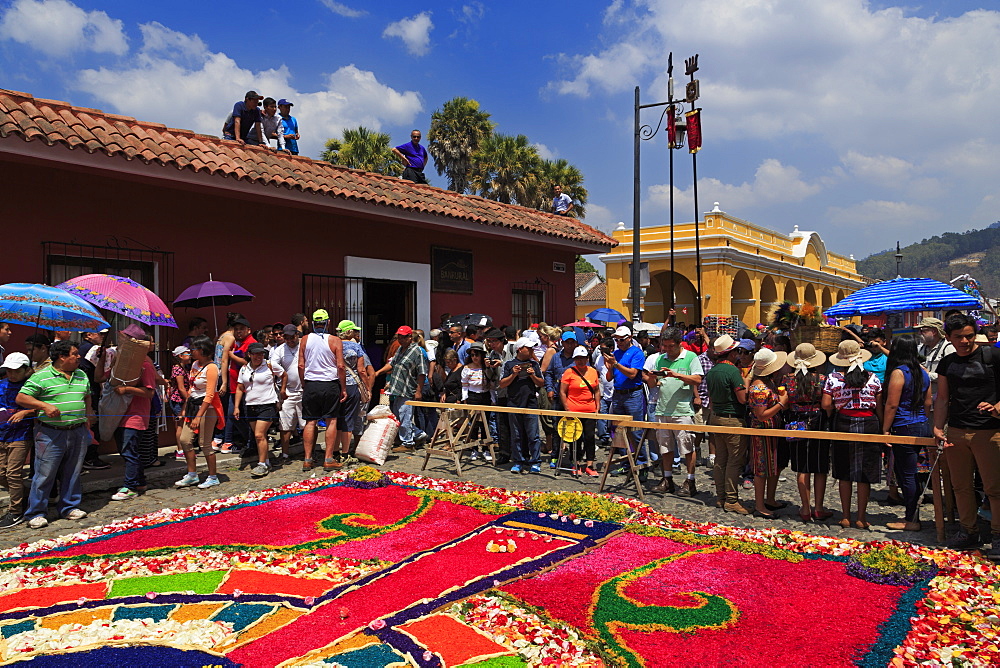 Alfrombras for Holy Week Procession, Antigua City, Guatemala, Central America