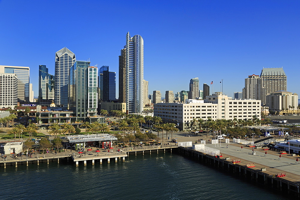 Skyscrapers on Harbor Drive, San Diego, California, United States of America, North America