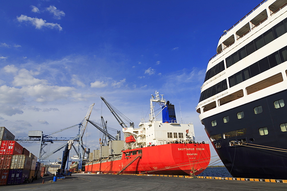 Cargo Ship, Corinto Port, Chinandega Province, Nicaragua, Central America