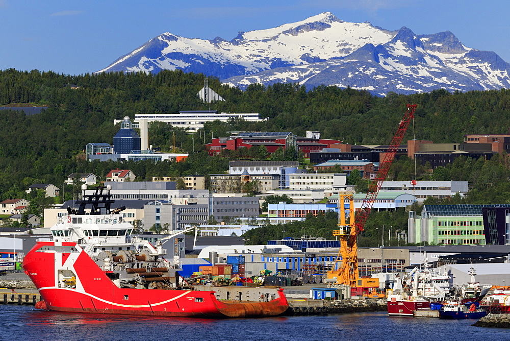 Oil rig supply ship, Tromso City, Tromsoya Island, Troms County, Norway, Scandinavia, Europe