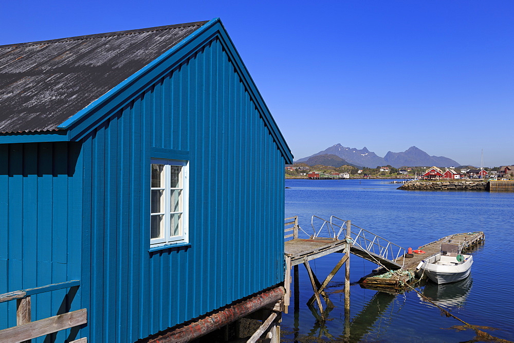 Boathouse, Ballstad Fishing Village, Lofoten Islands, Nordland County, Arctic, Norway, Scandinavia, Europe