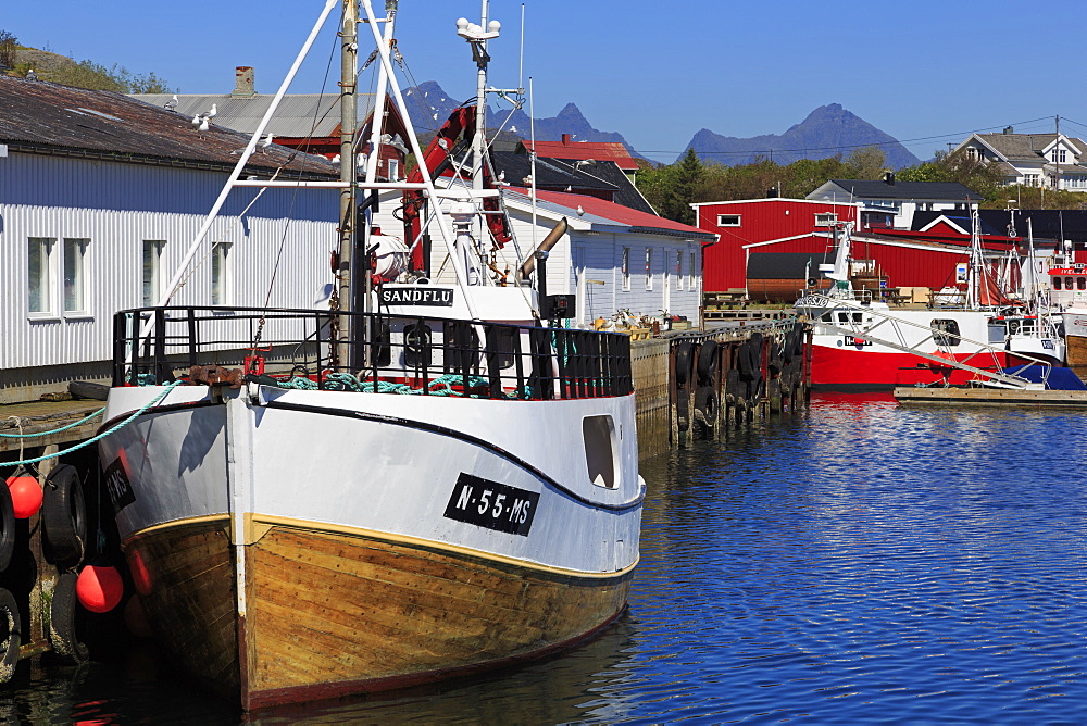 Fish factory, Ballstad Fishing Village, Lofoten Islands, Nordland County, Arctic, Norway, Scandinavia, Europe