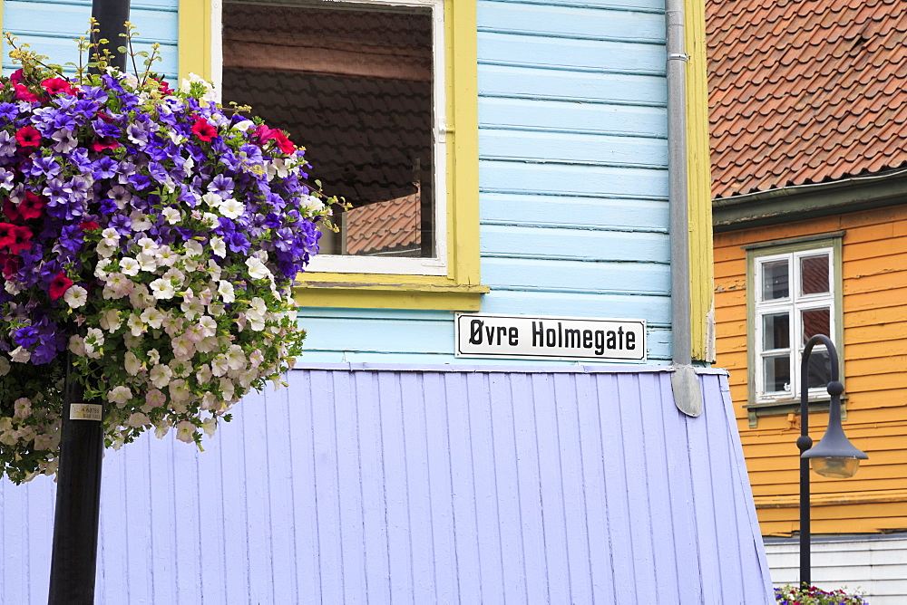 Colorful buildings on Ovr Holmegata, Stavanger City, Rogaland County, Norway, Scandinavia, Europe