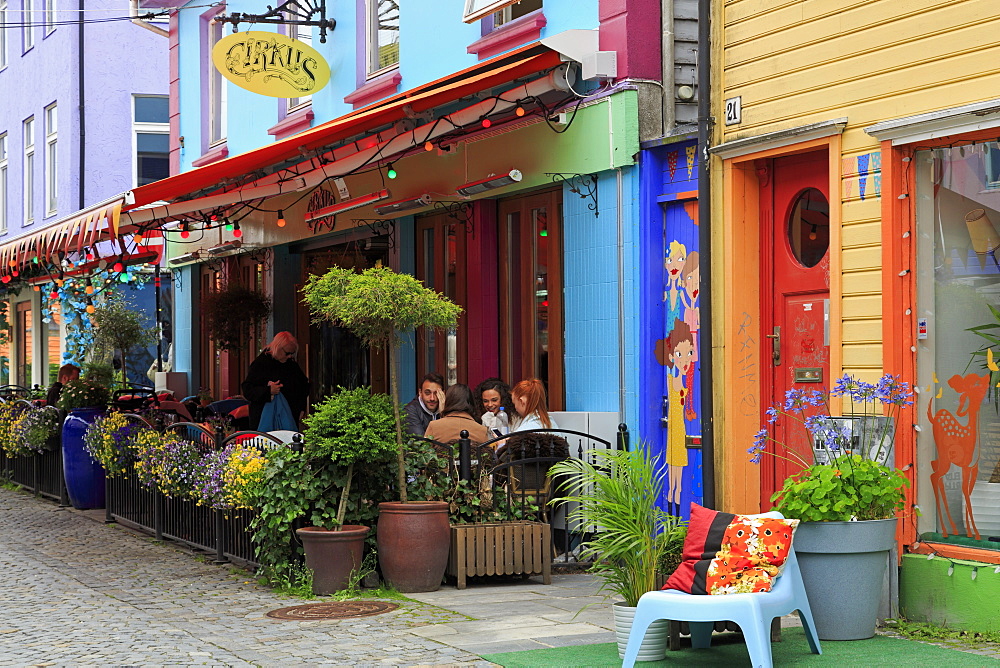 Colorful buildings on Ovr Holmegata, Stavanger City, Ragoland County, Norway, Scandinavia, Europe