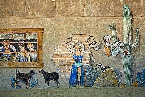 Mural on Joshua Tree Saloon, Joshua Tree City, California, United States of America, North America