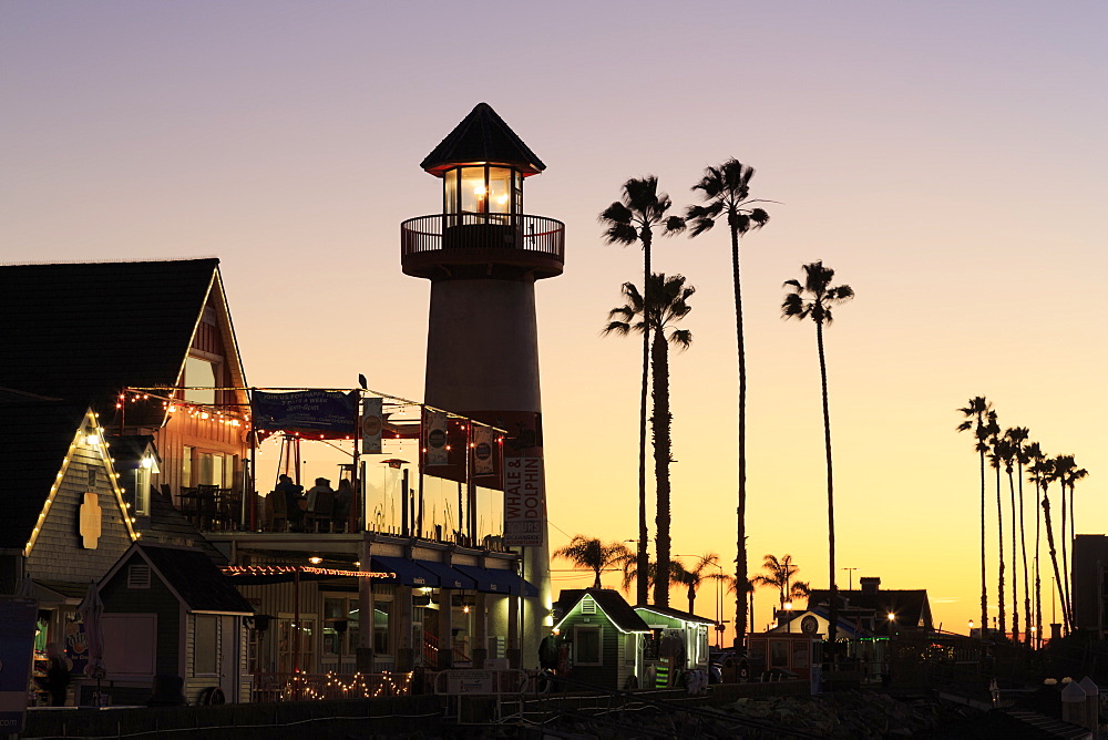 Oceanside Harbour Village at sunset, San Diego County, California, United States of America