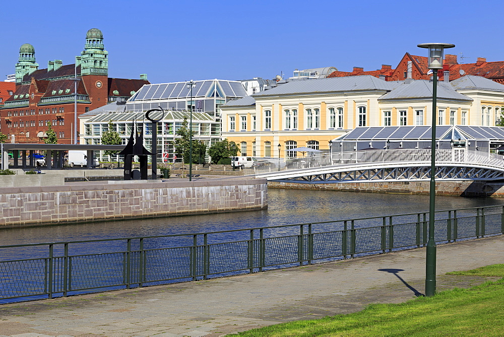 Bagers Plaza and canal, Malmo, Skane County, Sweden, Scandinavia, Europe