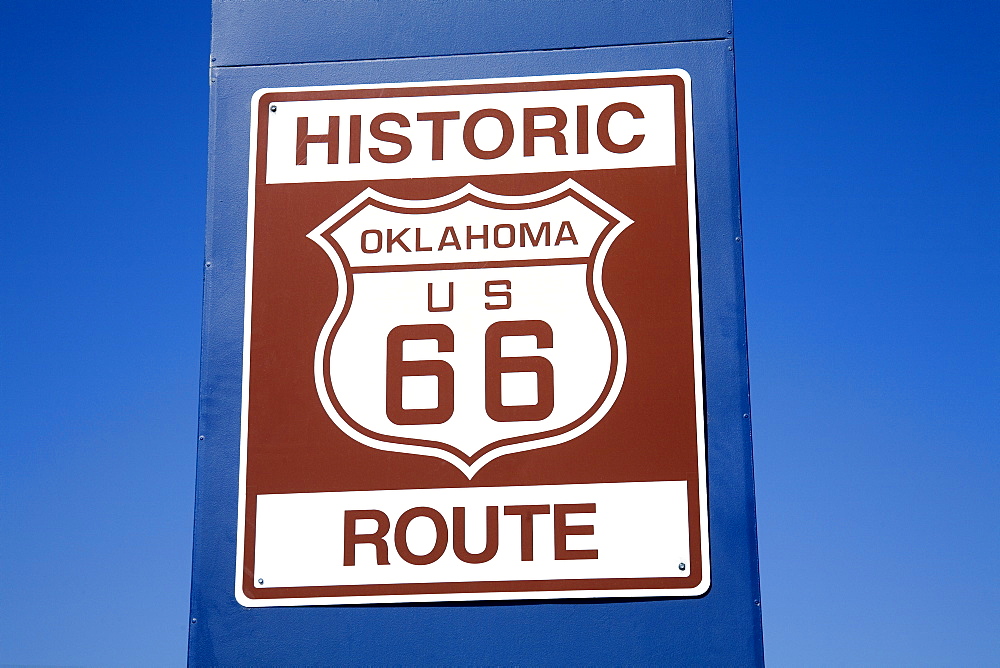 Sign on Historic Route 66, Downtown Tulsa, Oklahoma, United States of America, North America