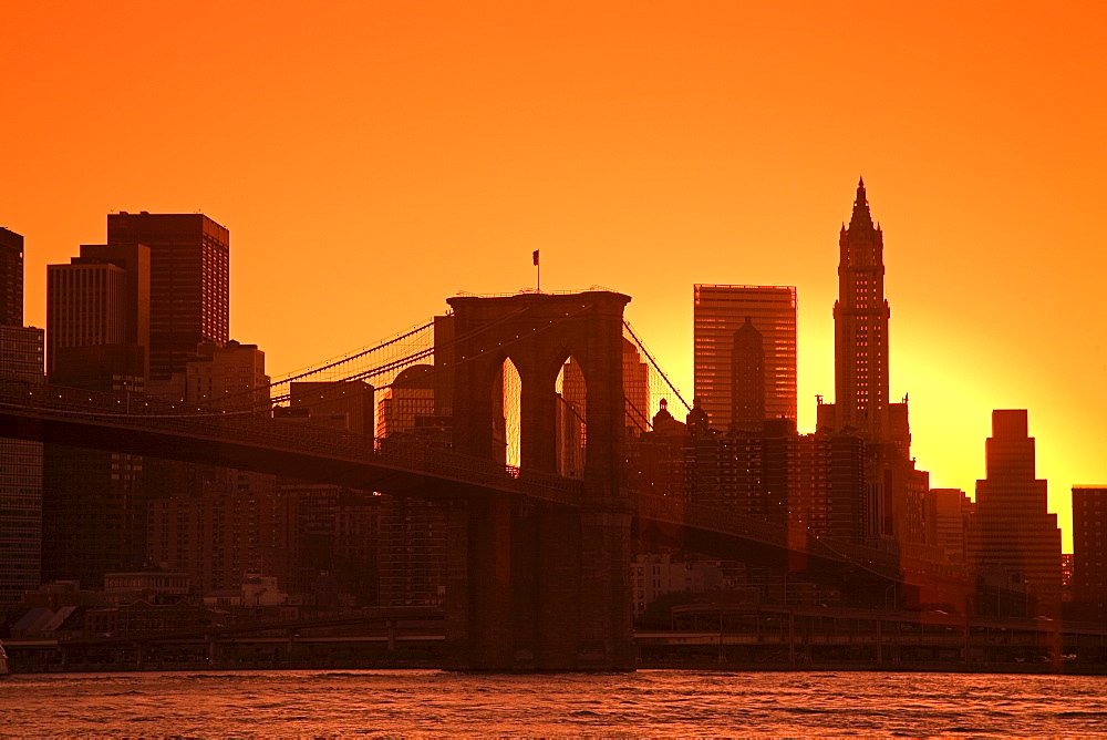 Lower Manhattan Skyline viewed from Brooklyn Bridge Park, Brooklyn, New York City, New York, United States of America, North America