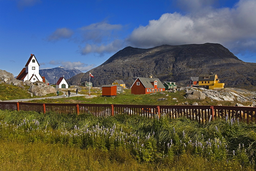 Port of Nanortalik church, Island of Qoornoq, Province of Kitaa, Southern Greenland, Kingdom of Denmark, Polar Regions