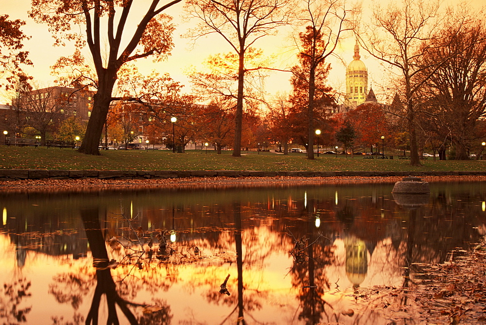 Bushnell Park and State Capitol, Hartford, Connecticut, New England, United States of America, North America