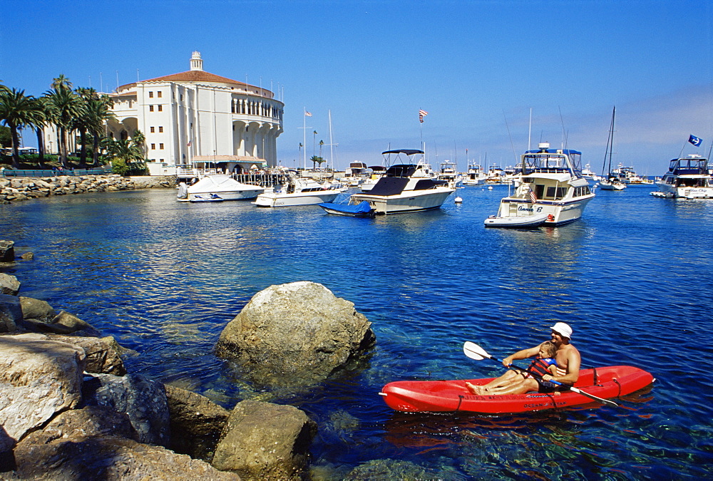 Kayaking, Avalon Harbor, Catalina Island, southern California, United States of America, North America