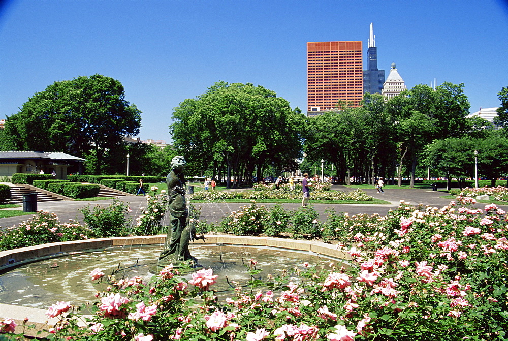 Rose Garden fountain, Grant Park, Chicago, Illinois, United States of America, North America