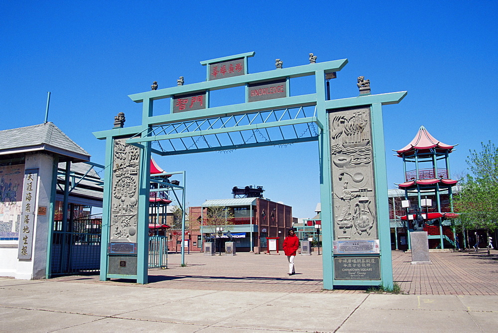 Gateway to Chinatown Square, Chicago, Illinois, United States of America, North America