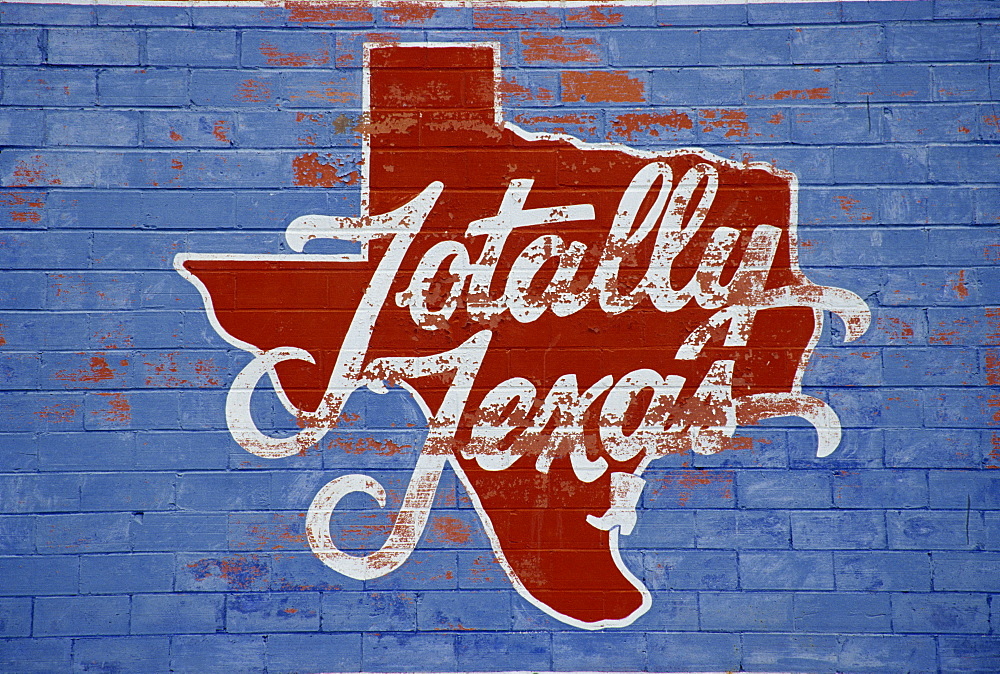 Old mural of Texas, Austin, Texas, United States of America, North America