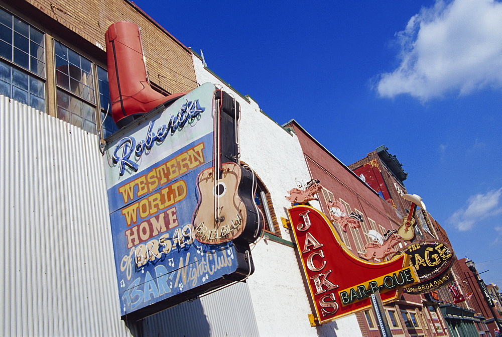 Signs on Broadway Street, Nashville, Tennessee, United States of America, North America