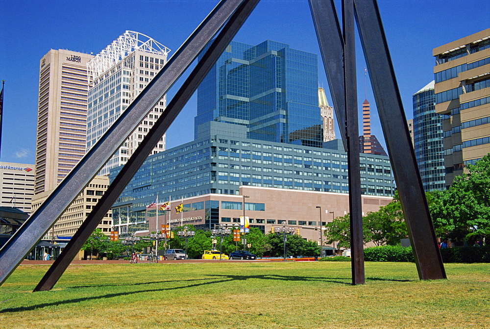 Under Sky One Family sculpture, World Trade Plaza, Inner Harbor, Baltimore, Maryland, United States of America, North America