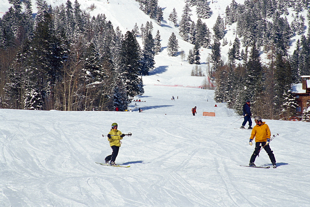 Skiing, Teton Village Resort, Jackson Hole, Grand Teton National Park, Wyoming, United States of America, North America