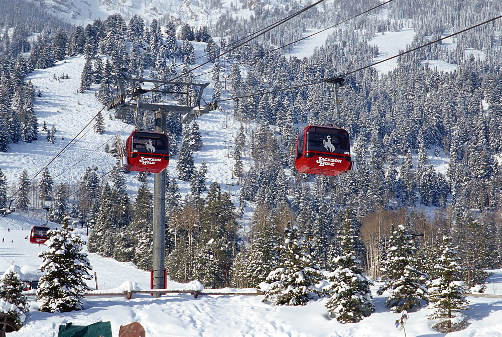 Gondolas, Teton Village Resort, Jackson Hole, Grand Teton National Park, Wyoming, United States of America, North America