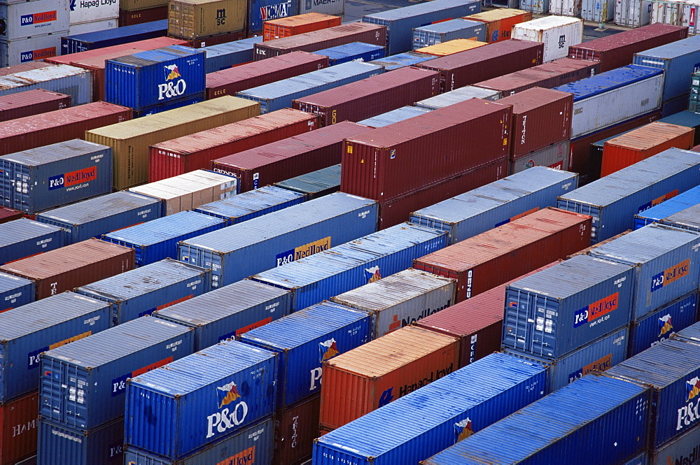 Containers on dock, Port of Lyttleton, Canterbury, South Island, New Zealand, Pacific