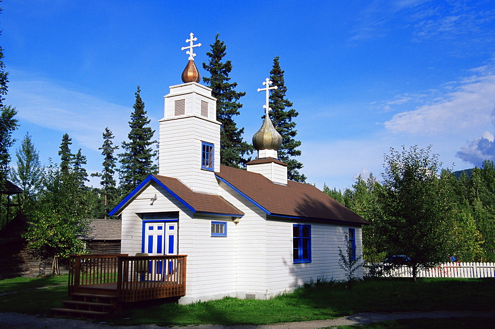 St. Nicholas Russian church, Eklutna Historical Village, Anchorage area, Alaska, United States of America, North America