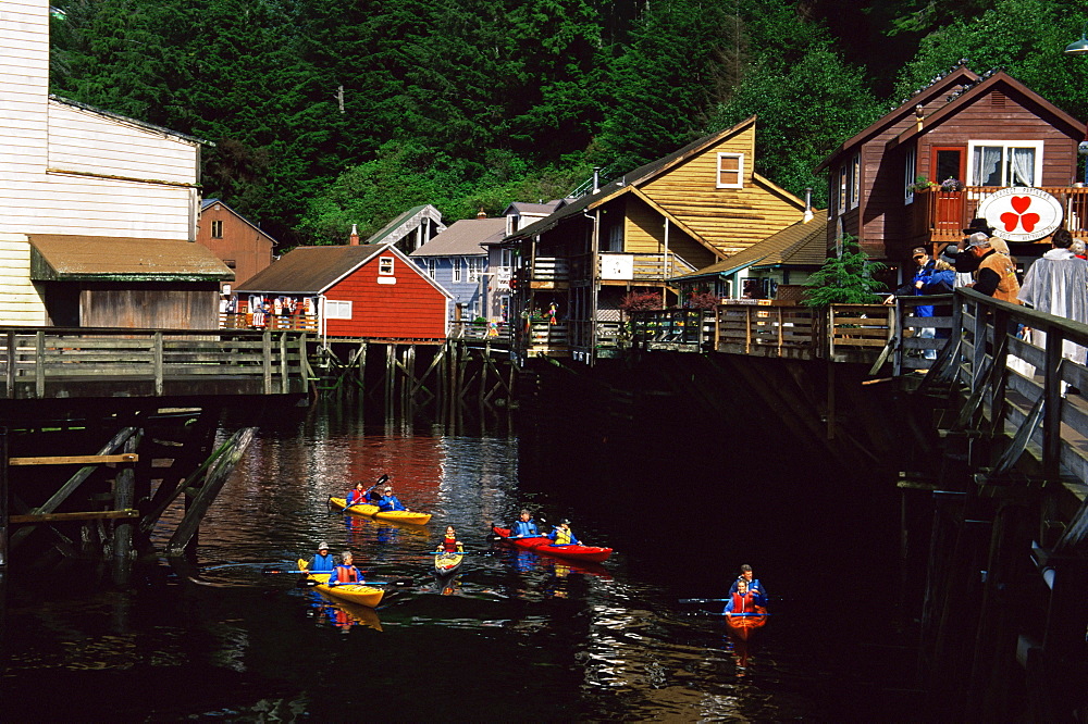 Kayaking, Creek Street, Ketchikan, Alaska, United States of America, North America