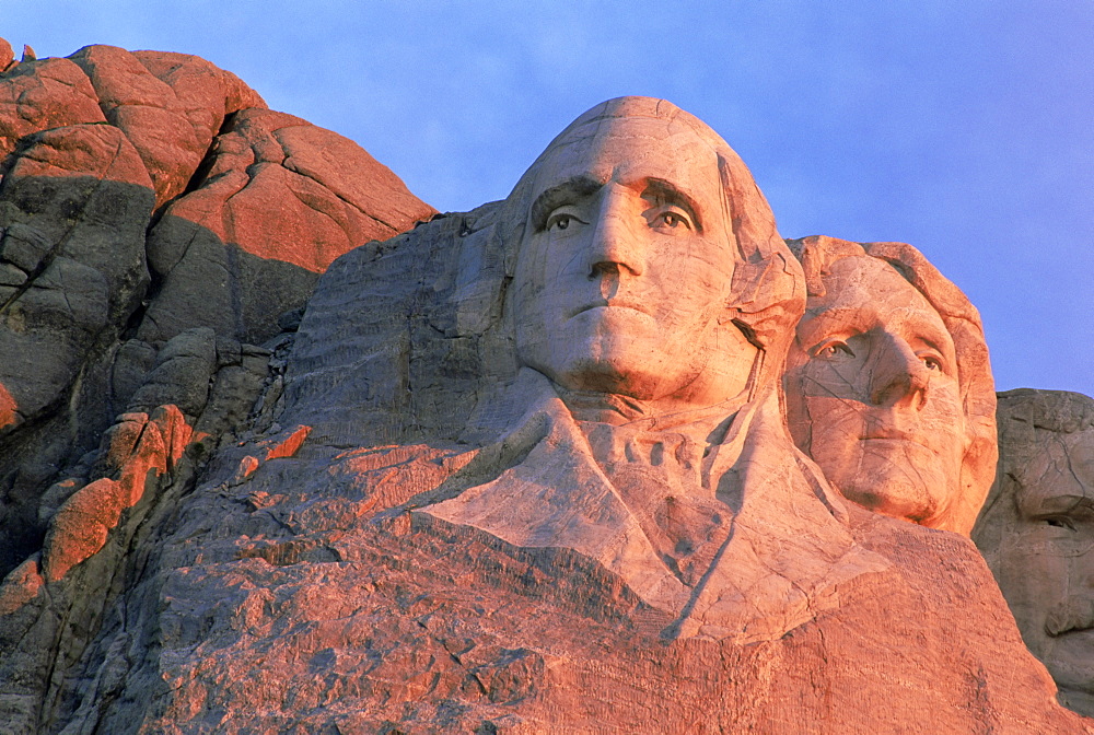 George Washington on left, and Jefferson, Mount Rushmore National Park, Black Hills, South Dakota, United States of America, North America