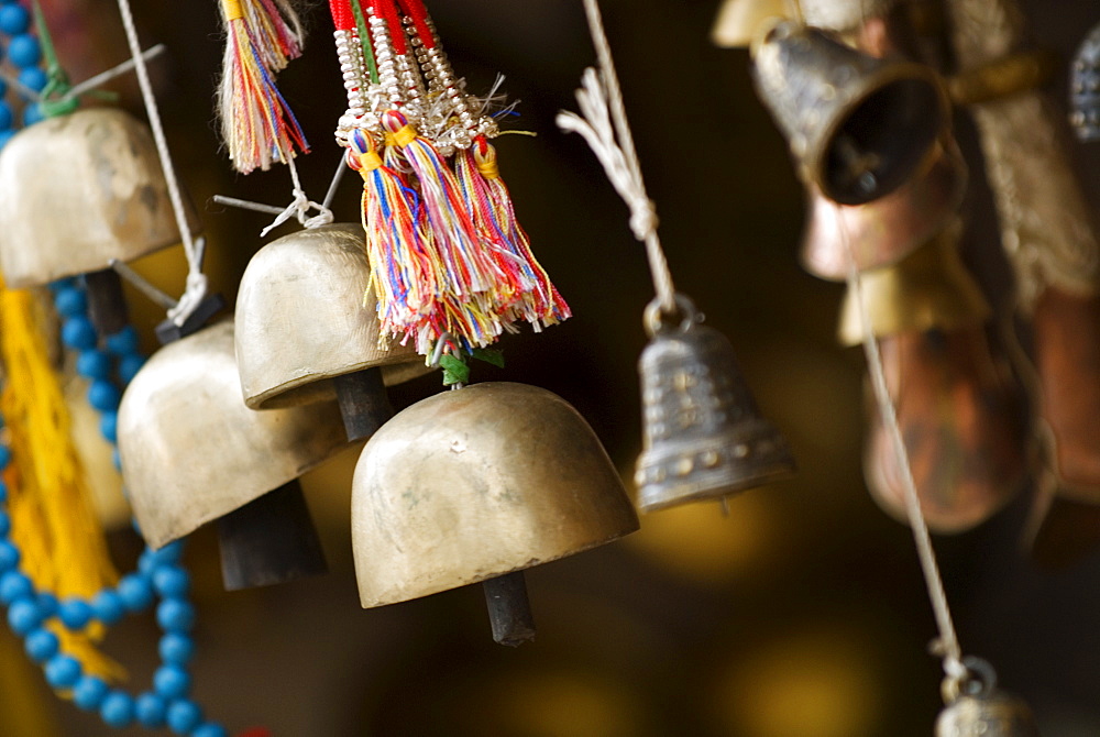 Bells for sale at market, Zhongdian, Shangri-La County, Yunnan Province, China, Asia