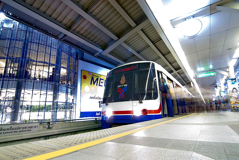 BTS Skytrain at station, Bangkok, Thailand, Southeast Asia, Asia