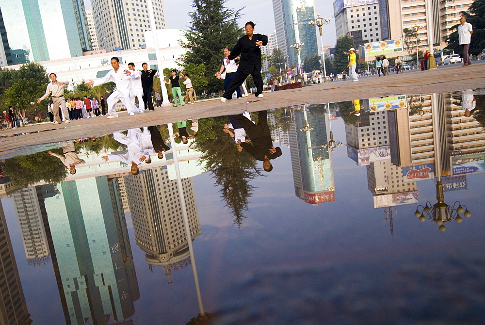 Tai Chi, morning exercise in Government Square, Kunming, Yunnan, China, Asia