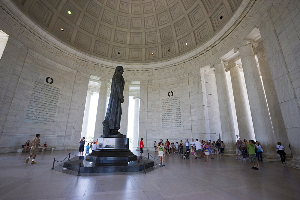 Tourists inside the Jefferson Memorial, Washington D.C., United States of America, North America