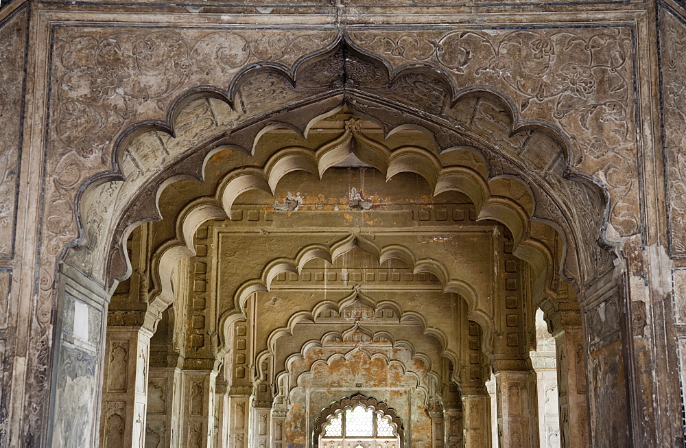 The arches of Diwan-i-Aam, Red Fort, UNESCO World Heritage Site, Old Delhi, India, Asia