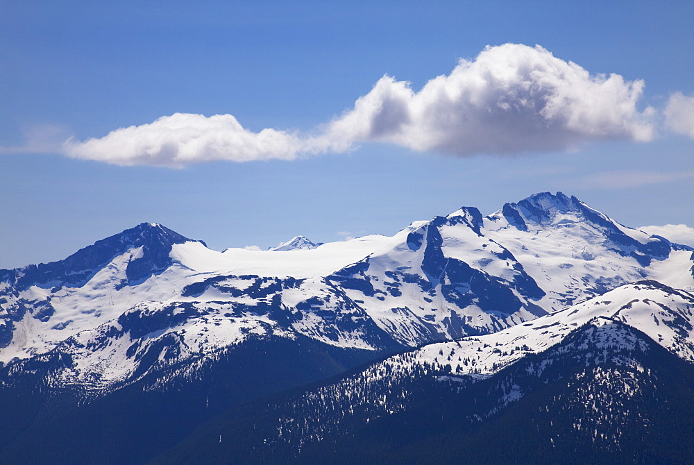 Snow covered mountains from the top of Whistler Mountain, Whistler, British Columbia, Canada, North America