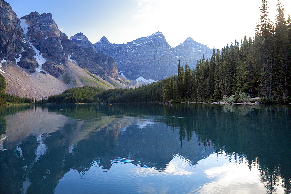 Reflections in Moraine Lake, Banff National Park, UNESCO World Heritage Site, Alberta, Rocky Mountains, Canada, North America