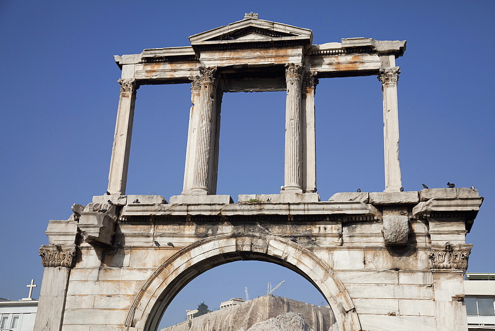 Arch of Hadrian and the Acropolis, Athens, Greece, Europe