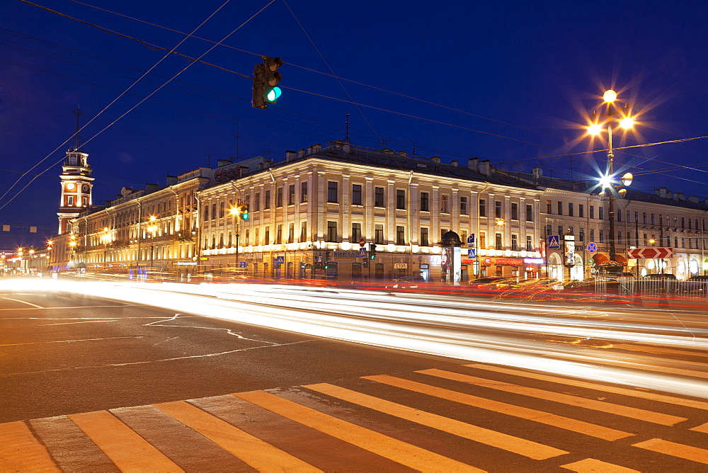 Nevskiy Prospekt at night, St. Petersburg, Russia, Europe