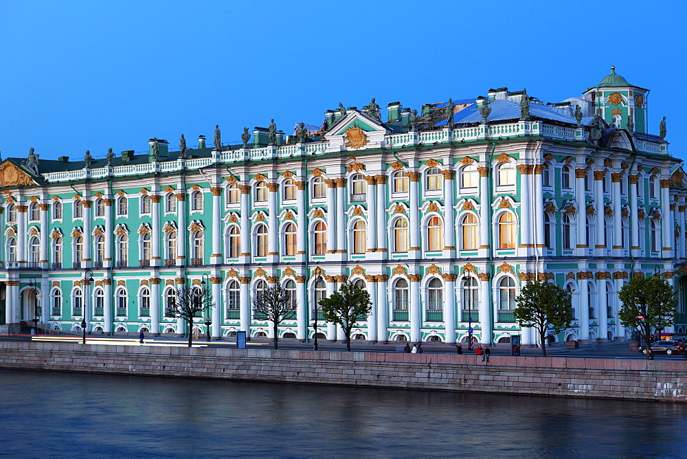 The Winter Palace in evening light, UNESCO World Heritage Site, St. Petersburg, Russia, Europe