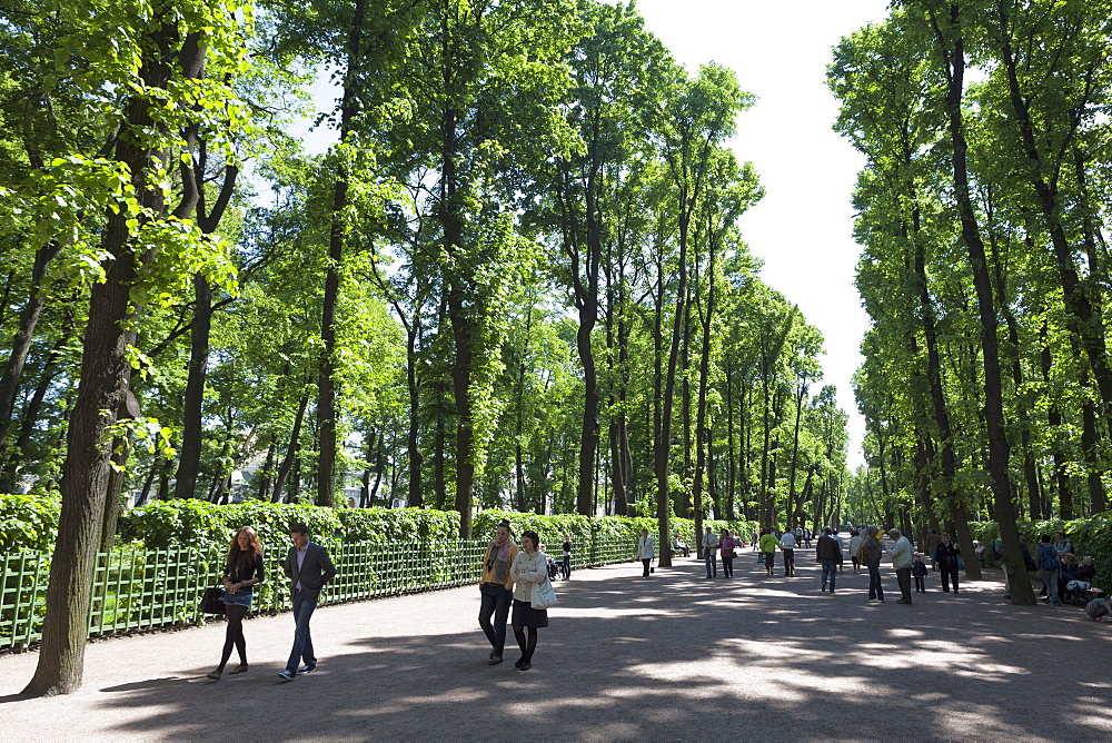 People enjoying the Summer Garden, St. Petersburg, Russia, Europe