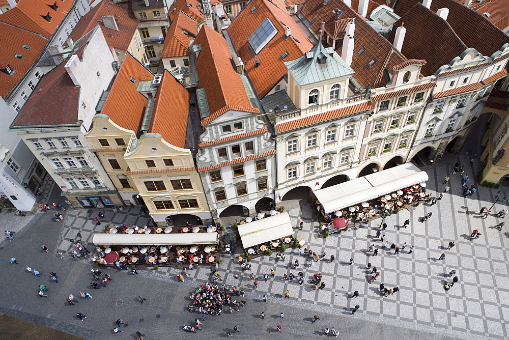 View from Town Hall tower of Old Town Square, Old Town, Prague, Czech Republic, Europe