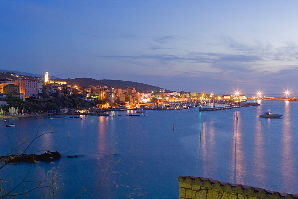 Propriano at dusk, Valinco region, Corsica, France, Mediterranean, Europe