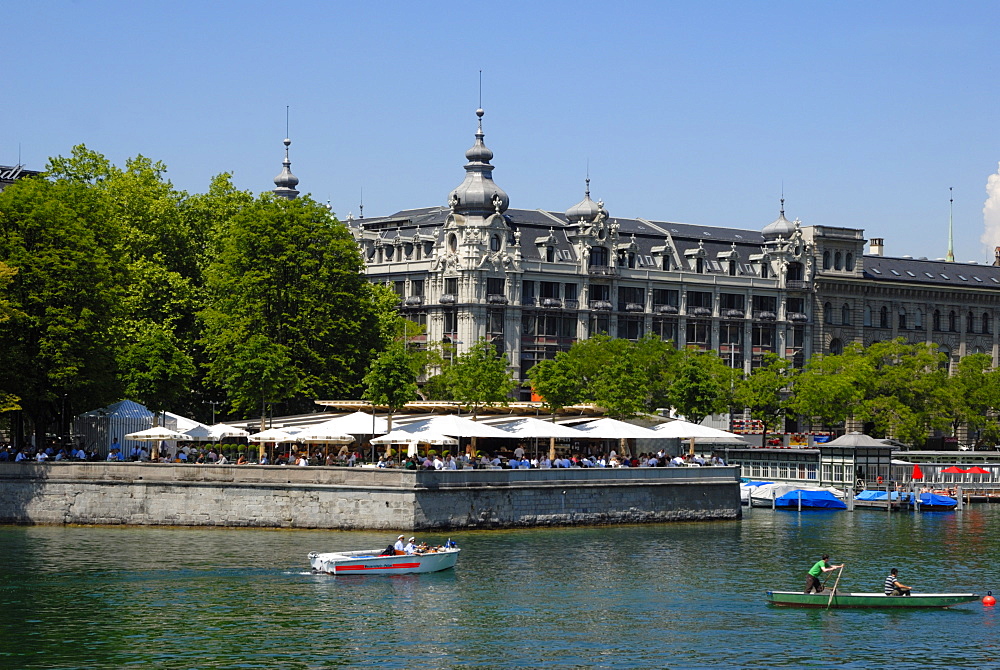 Riverside view of the old town, Zurich, Switzerland, Europe