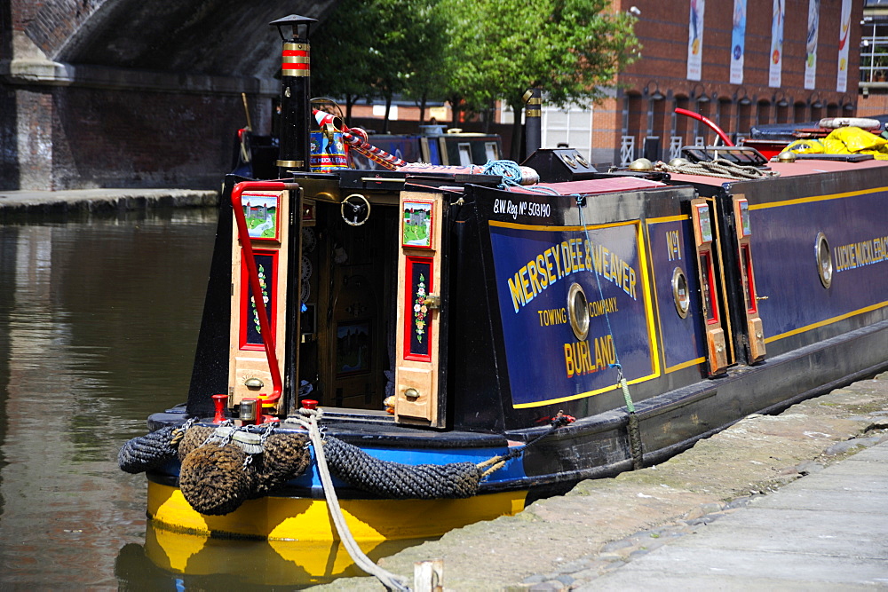 Canal boat at Castlefield, Manchester, England, United Kingdom, Europe