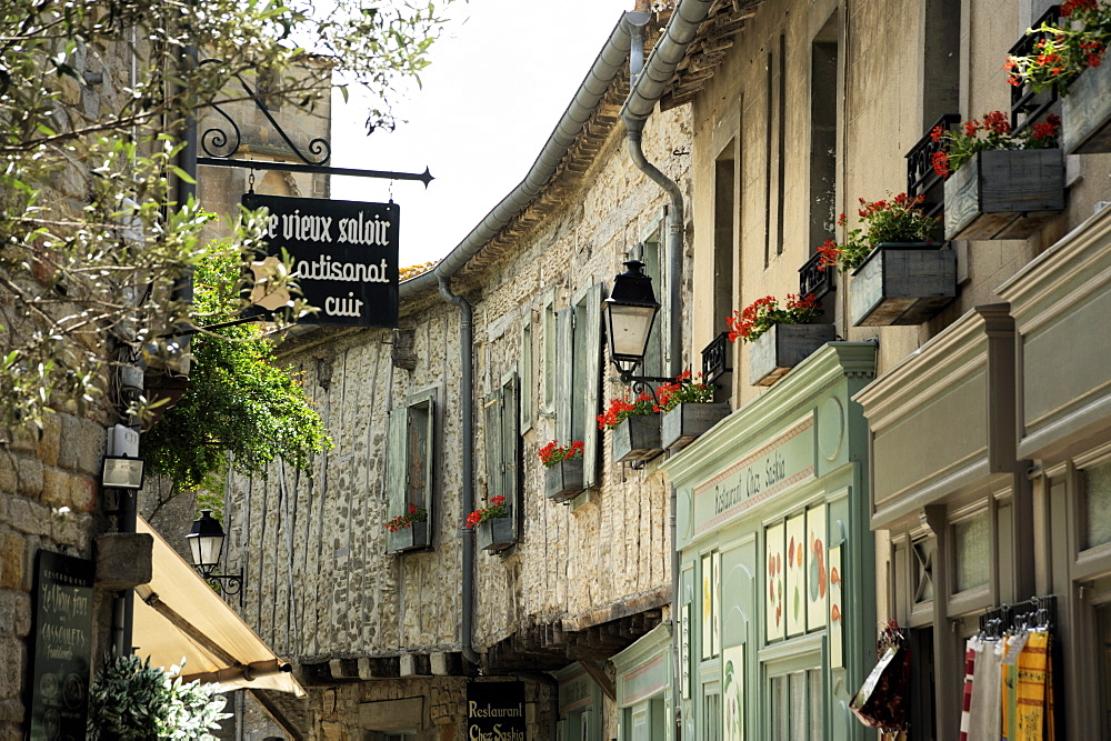 Medieval street in walled and turreted fortress of La Cite, Carcassonne, UNESCO World Heritge Site, Languedoc, France, Europe