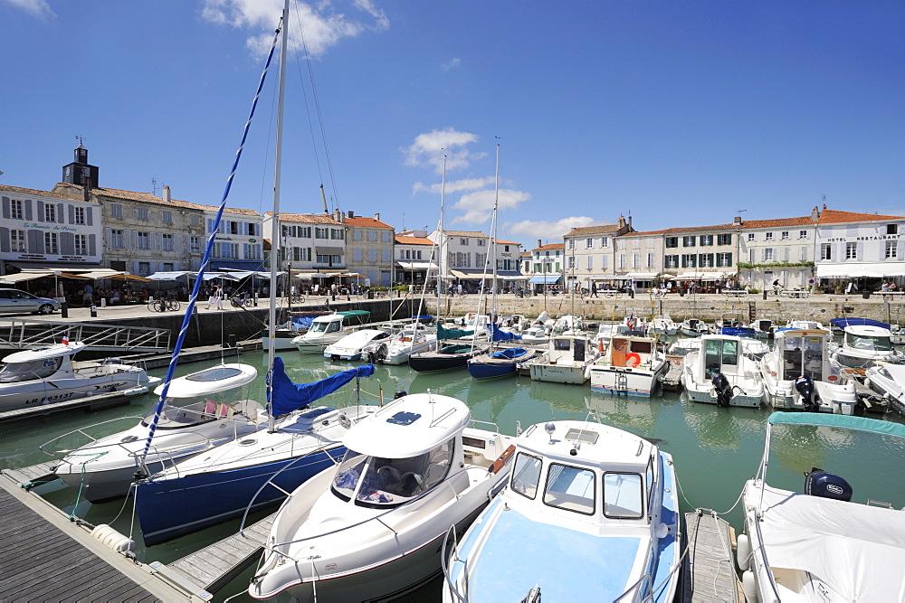 Harbour and quayside, La Flotte, Ile de Re, Charente-Maritime, France, Europe